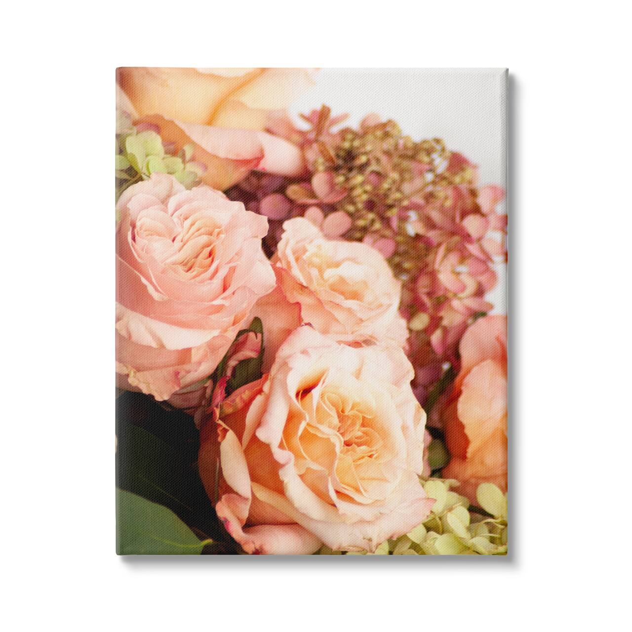 Stupell Industries Pink Rose Blossoms and Geraniums Spring Bouquet Photography Canvas Wall Art